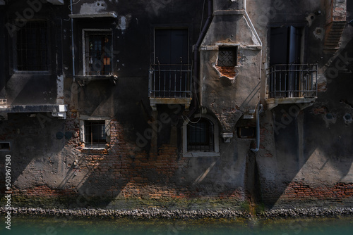 Dilapidated buildings in Venice.