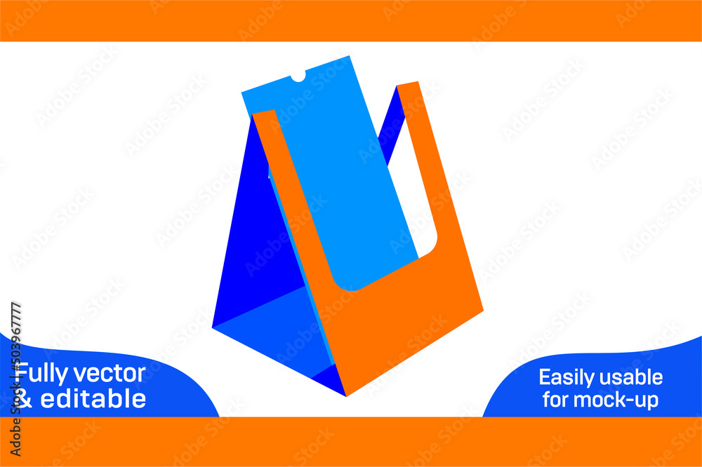 Business card holder display box die cut template and 3D box design ...