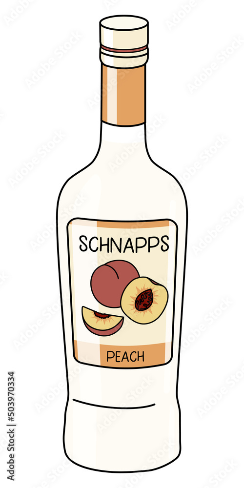 Foto Peach schnapps in a bottle