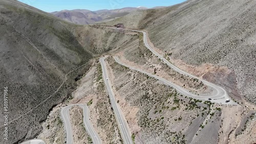 Aerial View Of The Road With Many Hairpin Turns In The Saddle Between The Mountains photo