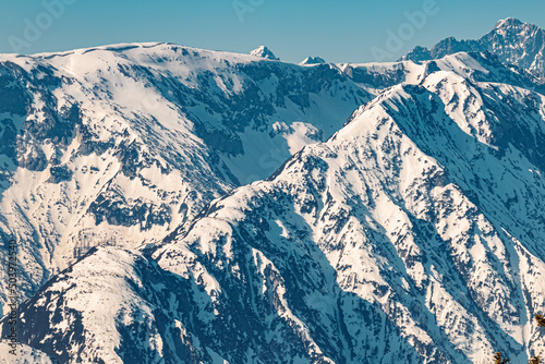 Beautiful winter view at the famous Rofan summit  Maurach  Achensee  Tyrol  Austria