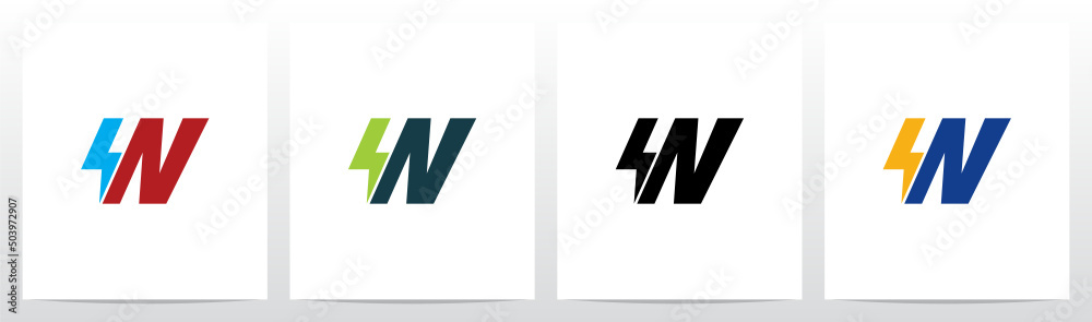Obraz premium Lightning Thunder Letter Logo Design W