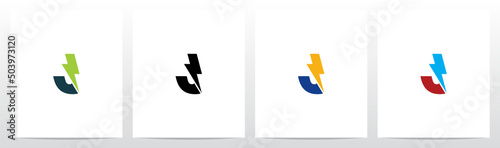 Lightning Thunder Letter Logo Design J