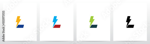 Lightning Thunder Letter Logo Design L photo