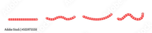 Worms character set. Cartoon earthworms collection. Cute child snakes isolated on white background. Vector illustration.