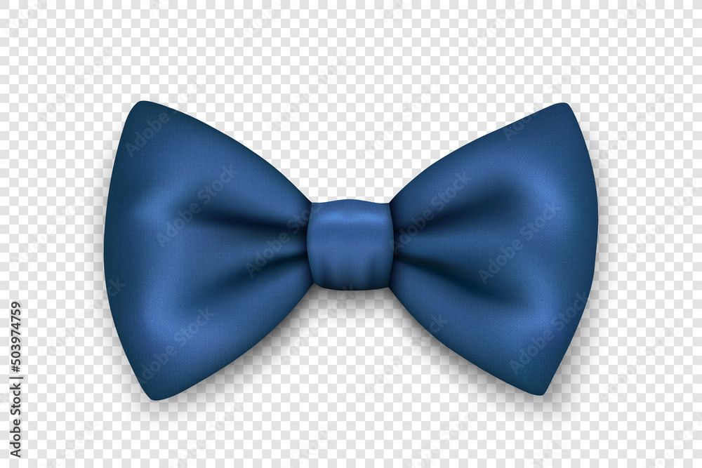 Vector 3d Realistic Blue Textured Bow Tie Icon Closeup Isolated. Silk Glossy Bowtie, Tie Gentleman. Mockup, Design Template. Bow tie for Man. Mens Fashion, Fathers Day Holiday - obrazy, fototapety, plakaty 