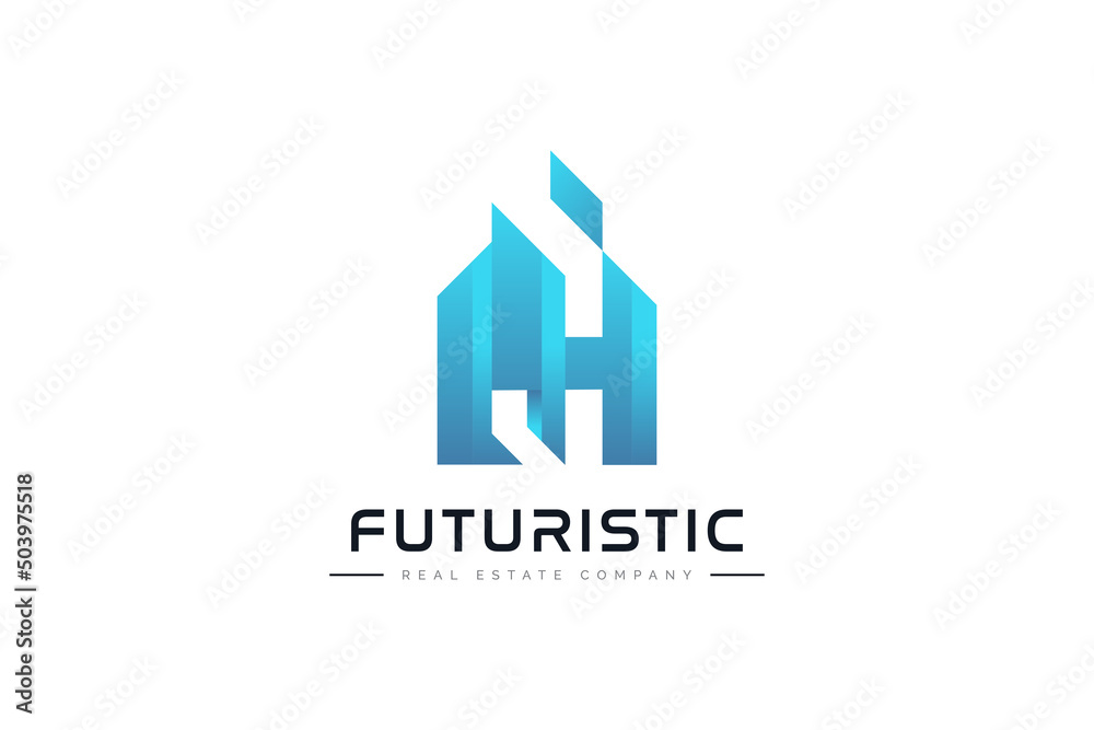Modern and Futuristic Real Estate Logo Design. Abstract Blue Building Logo. Architecture or Construction Industry Brand Identity Modern and Futuristic Real Estate Logo Design. Abstract Blue Building Logo. Architecture or Construction Industry Brand Identity