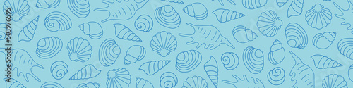 banner with sea shells pattern- vector illustration