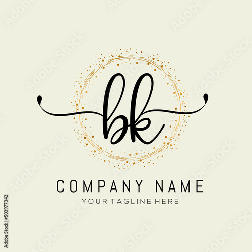 initial BK handwriting logo design vector template illustration. abstract handwriting letter BK logo design vector. photo