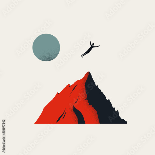 Business challenge overcome, vector concept. Symbol of solution, success, achievement. Minimal illustration.