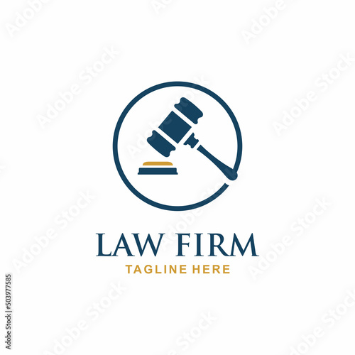 Law firm logo design vector. Gavel logo 