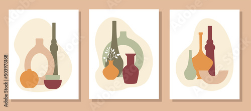 Ceramic Vases Pre-made Poster or Print. Collection of trendy ceramic vases.