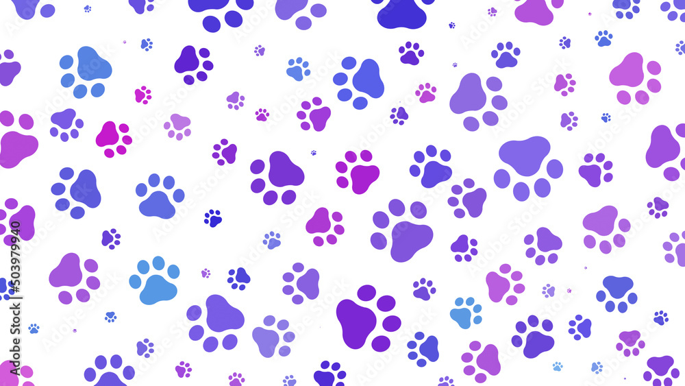 Background with colorful paws. - obrazy, fototapety, plakaty 