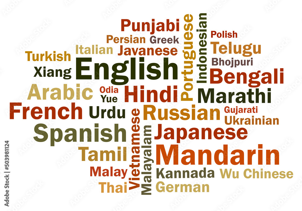 Language in the world word cloud vector illustration Language in the world word cloud vector illustration