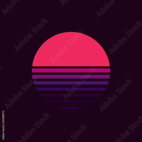 Vintage striped sunset. Vector background. A design element.