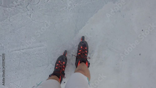 slowmotion while rollerskaing rollerblade on concrete ground