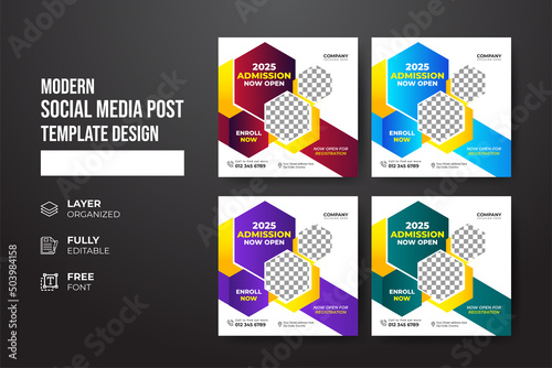 Modern and creative school admission social media post template