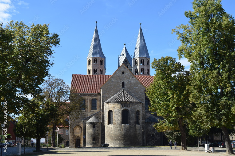 View of the Church of Our Lady in Halberstadt from the Halberstadt Cathedral; Germany; Saxony-Anhalt View of the Church of Our Lady in Halberstadt from the Halberstadt Cathedral; Germany; Saxony-Anhalt