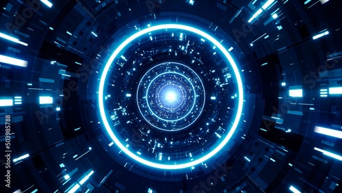 Shiny Blue Cyber Technology Tunnel VJ Art Background