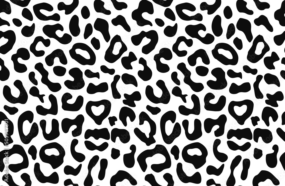 Leopard print vector black and white pattern seamless design. Leopard print vector black and white pattern seamless design.