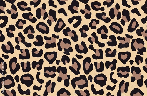  Leopard skin vector print seamless texture, stylish fashion design.