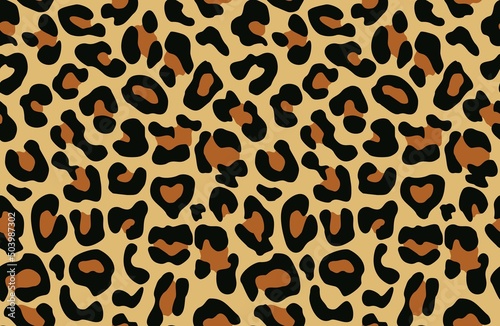 leopard seamless print vector texture, yellow background, classic trendy print
