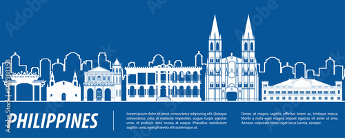 Canvas Philippines famous landmarks by silhouette style