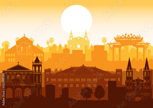 Philippines famous landmarks by silhouette style