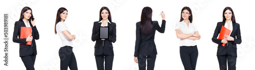 Set of beautiful, attractive businesswoman isolated on white. Business, career success concept.