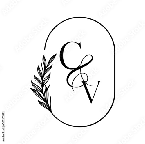 vc, cv, Elegant Wedding Monogram, Wedding Logo Design, Save The Date Logo