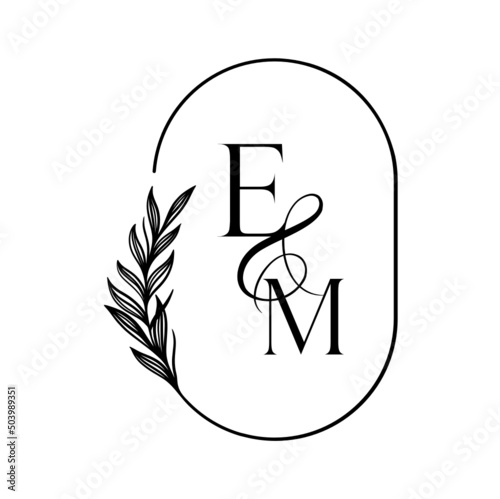 me, em, Elegant Wedding Monogram, Wedding Logo Design, Save The Date Logo