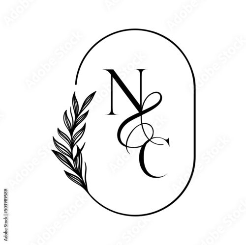 cn, nc, Elegant Wedding Monogram, Wedding Logo Design, Save The Date Logo