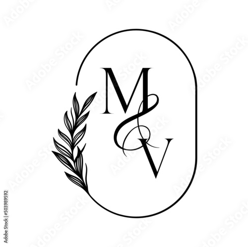 vm, mv, Elegant Wedding Monogram, Wedding Logo Design, Save The Date Logo