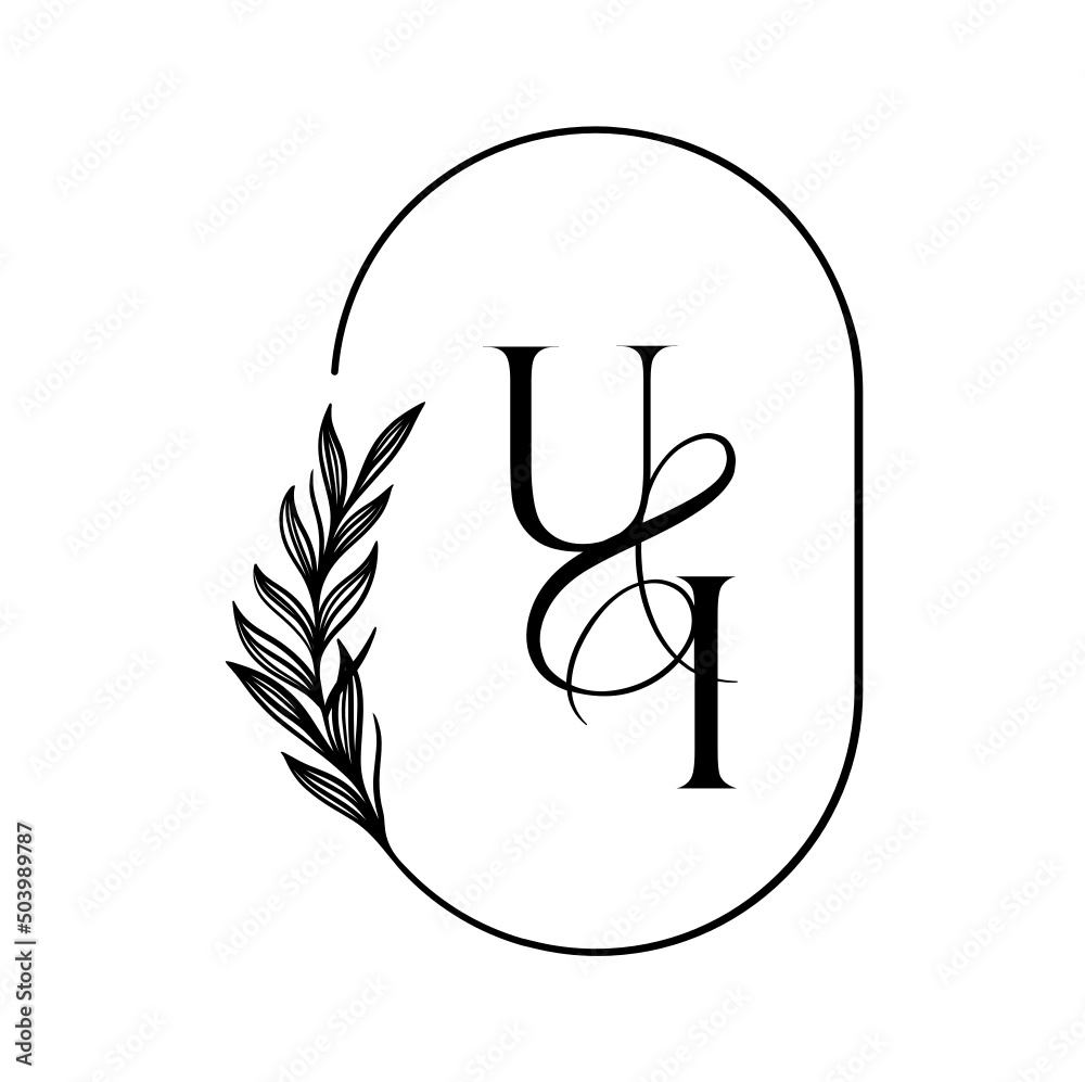 iu, ui, Elegant Wedding Monogram, Wedding Logo Design, Save The Date Logo Stock Vector Adobe Stock