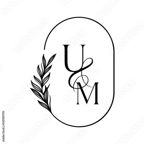 mu, um, Elegant Wedding Monogram, Wedding Logo Design, Save The Date Logo