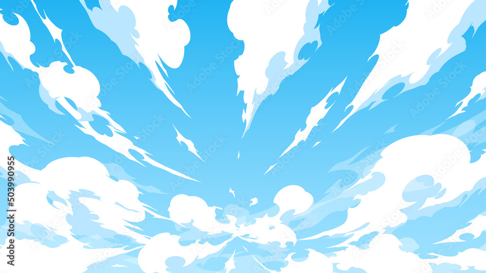 中心から湧き出すかっこいい雲と空の背景イラスト エフェクト風 16 9 Stock Vector Adobe Stock