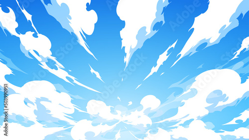 Obraz na plátně 中心から湧き出すかっこいい雲と空の背景イラスト_エフェクト風_16:9