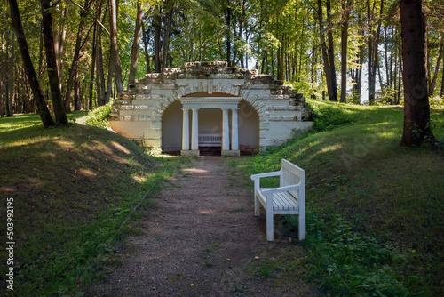 Village of Stepanovskoe-Volosovo. Russia, Tver region.  Grotto in the manor park Kurakin Estate photo