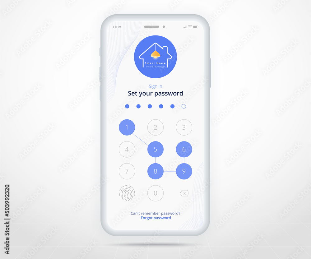 Smartphone smart home login password controlled app UX UI, IOT Internet of things technology, Digital future home automation tech, smart devices application phone, Wifi sign in, vector illustration Smartphone smart home login password controlled app UX UI, IOT Internet of things technology, Digital future home automation tech, smart devices application phone, Wifi sign in, vector illustration