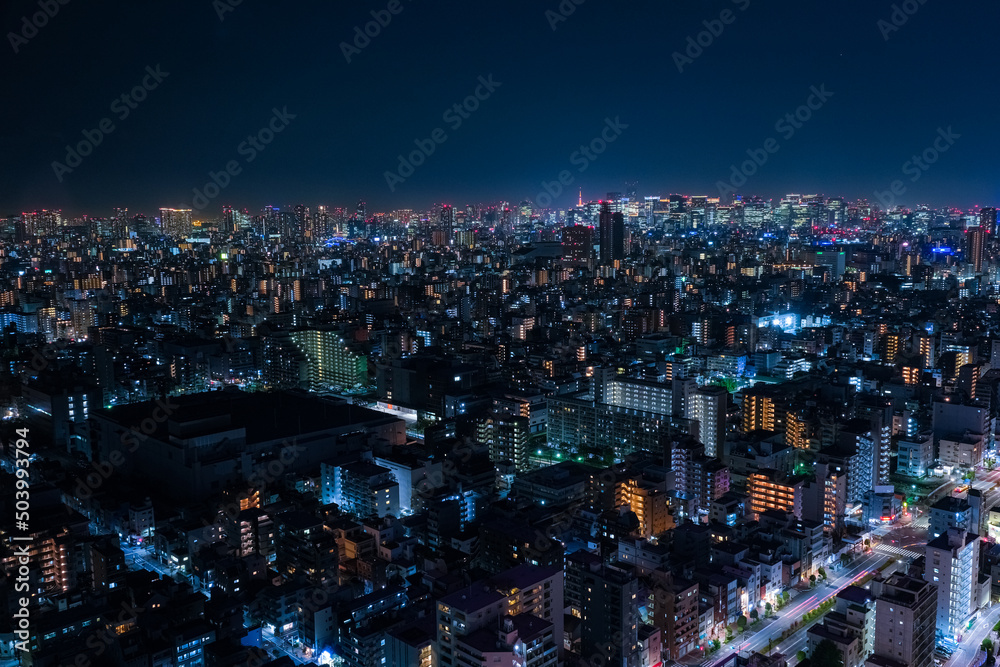 東京都墨田区 東京ソラマチスカイツリービューからの夜景、丸の内方面 東京都墨田区 東京ソラマチスカイツリービューからの夜景、丸の内方面