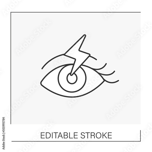  Pain line icon. Eye sensitivity on light.Ophthalmology concept. Isolated vector illustration. Editable stroke