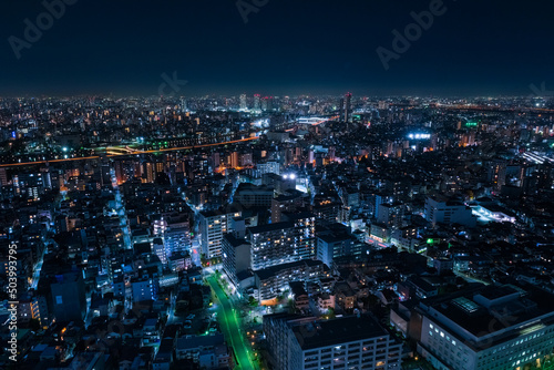 東京都墨田区 東京ソラマチスカイツリービューからの夜景、隅田川方向