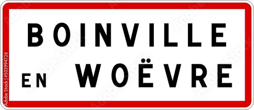 Panneau entrée ville agglomération Boinville-en-Woëvre / Town entrance sign Boinville-en-Woëvre