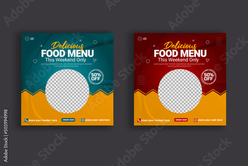 Food social media post template design. Suitable for Social Media Post Restaurant and culinary Promotion.