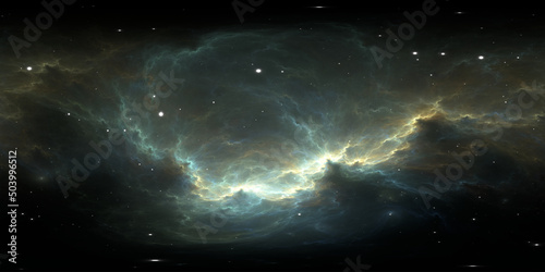 Space background with nebula and stars. Environment 360 HDRI map. Equirectangular projection, spherical panorama.