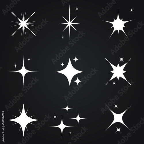 White sparkling and twinkling symbols vector. The set of original vector stars sparkle icon. Bright stars icon Vector collection. 