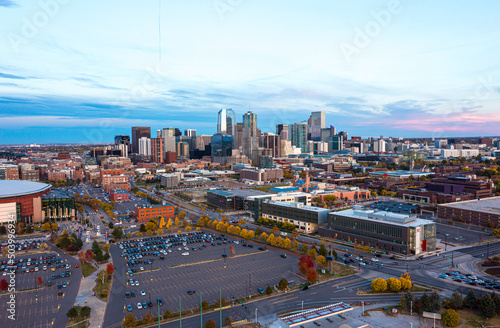 Aerial View of Downtown Denver during Autumn