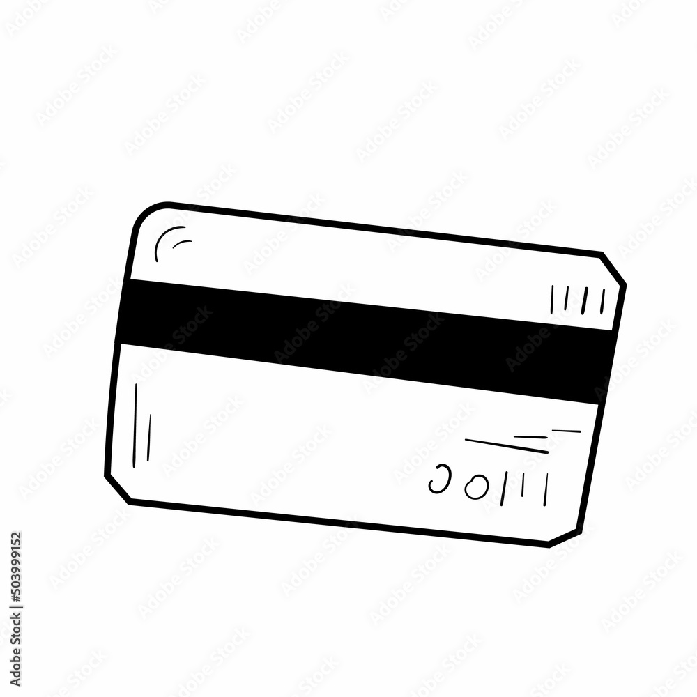 Credit card icon in doodle sketch lines. Money buying shopping sale. Black line art on white background. Credit card icon in doodle sketch lines. Money buying shopping sale. Black line art on white background.