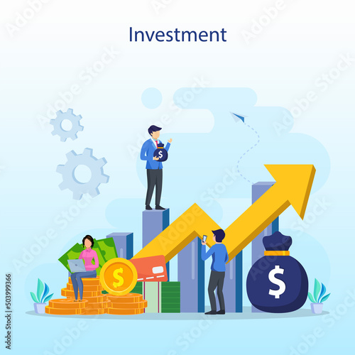 Business investment concept. Financial growth rising up to success.