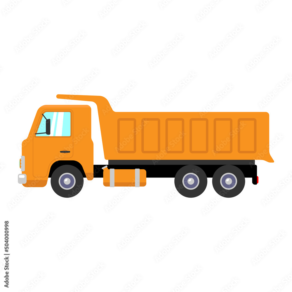 Dump truck icon. Large heavy mining vehicle. Color silhouette. Side view. Vector simple flat graphic illustration. Isolated object on a white background. Isolate. Dump truck icon. Large heavy mining vehicle. Color silhouette. Side view. Vector simple flat graphic illustration. Isolated object on a white background. Isolate.